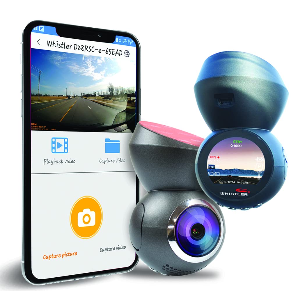 Whistler D28Rs 1080P Dash Cam With Built In Wifi, Gps Dashboard Camera, 1.2    Lcd Screen, G Sensor Security Camera For Car, Loo